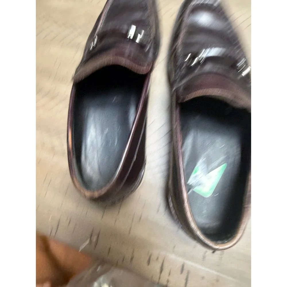 Salvatore Ferragamo Gancini Loafers Mens 8 Burgundy Leather Bit Dress Shoes